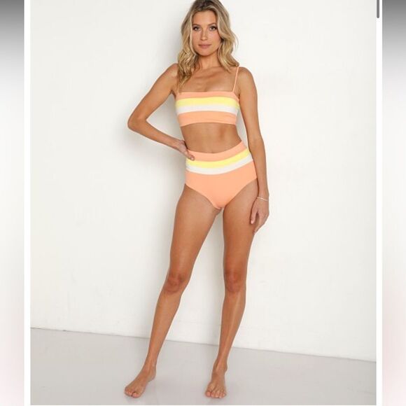 L*Space Orange and Yellow Bikini Retro-Inspired Swimwear S/XS Set - Picture 1 of 8